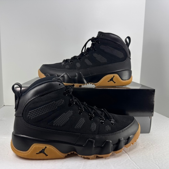 Nike Air Jordan 9 Retro Boots Shoes - Black/ Gum Light Brown (AR4491-025) New - Picture 1 of 13